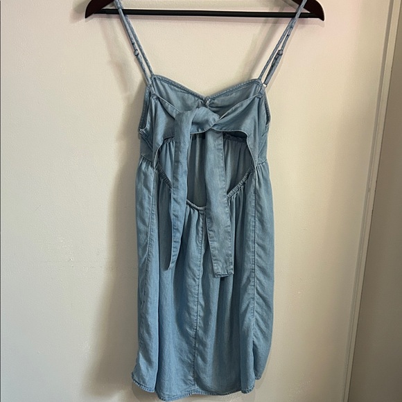 SO Light Blue Chambray Denim Babydoll Mini Sundress Tunic Tank - Picture 10 of 12